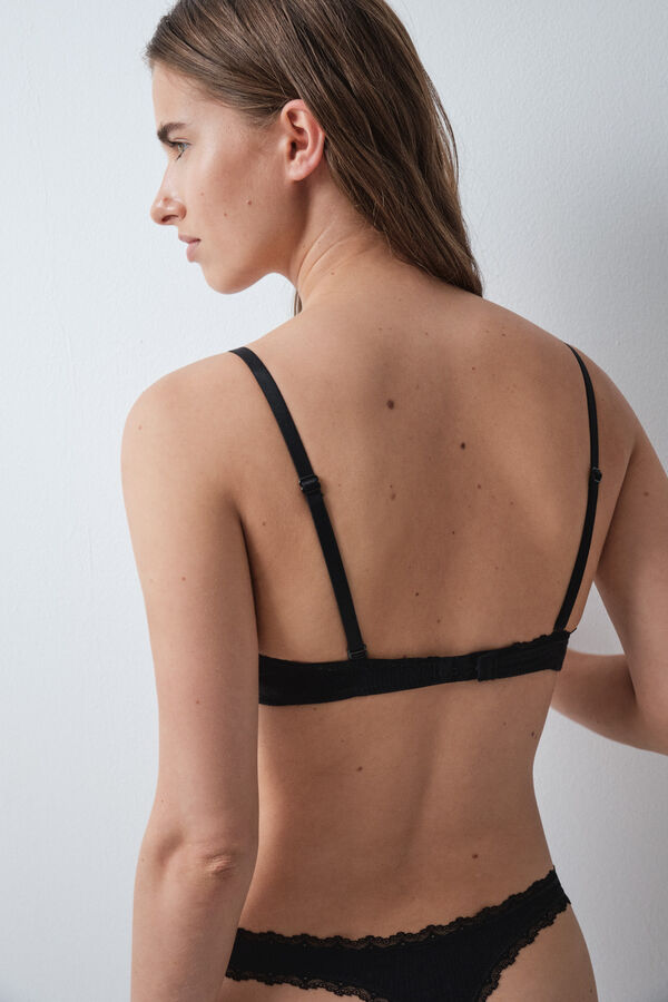 Women'secret Brasier triangular de algod&oacute;n negro NATURAL negro