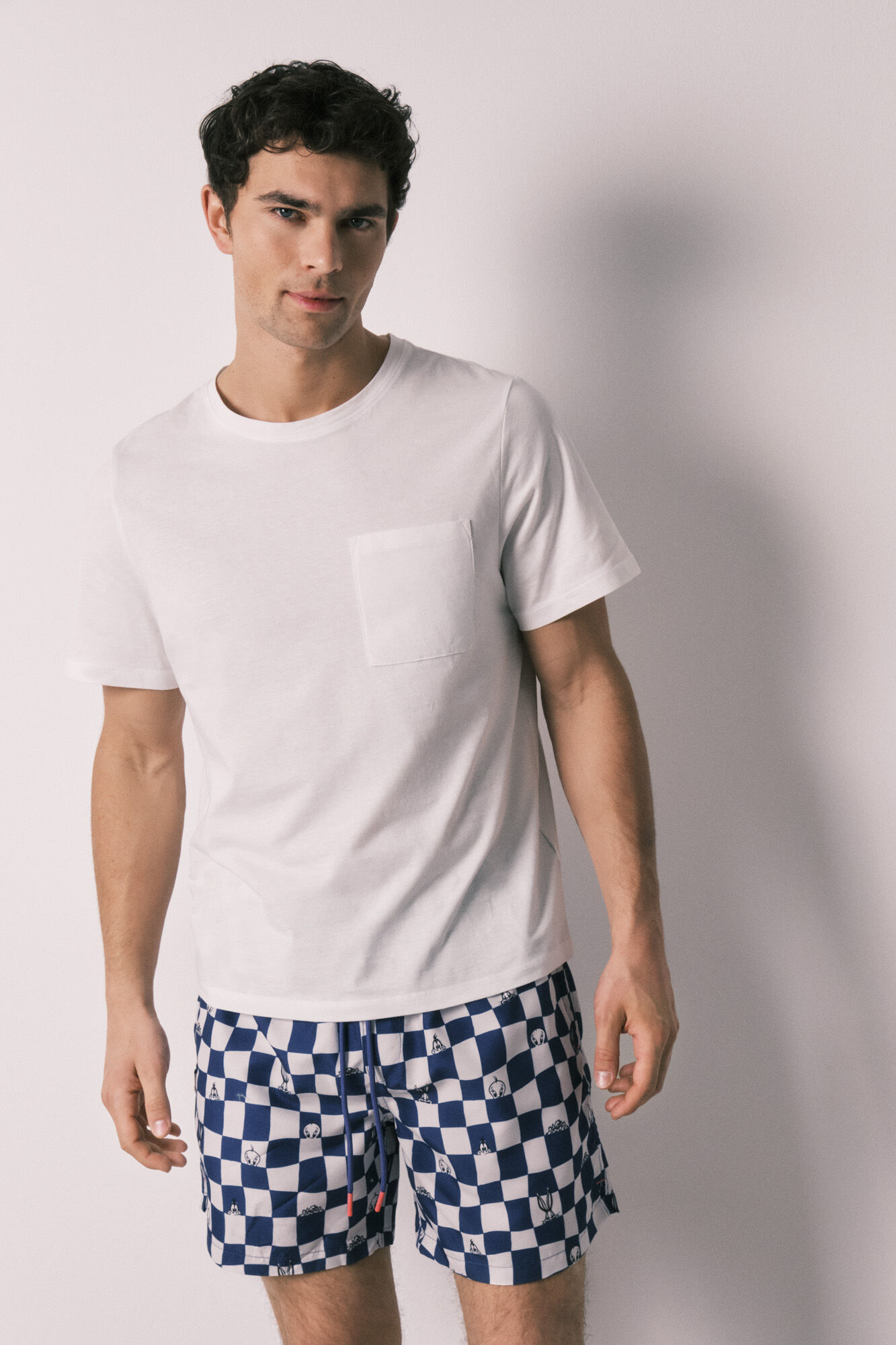 Women'secret Traje de ba&ntilde;o para hombre estampado a cuadros y Looney Tunes