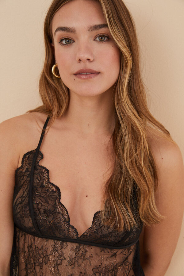 Womensecret Camisón corto encaje negro negro