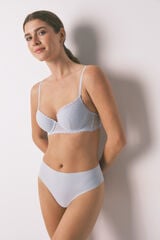 Women'secret Panty brasileña de tiro alto de microfibra azul azul