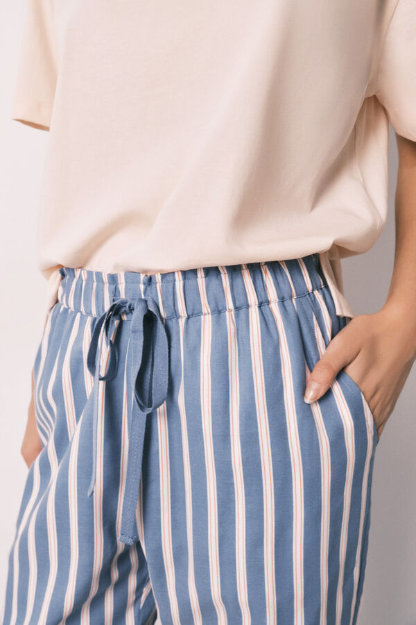 Women'secret Pantal&oacute;n largo de viscosa estampado de rayas estampado