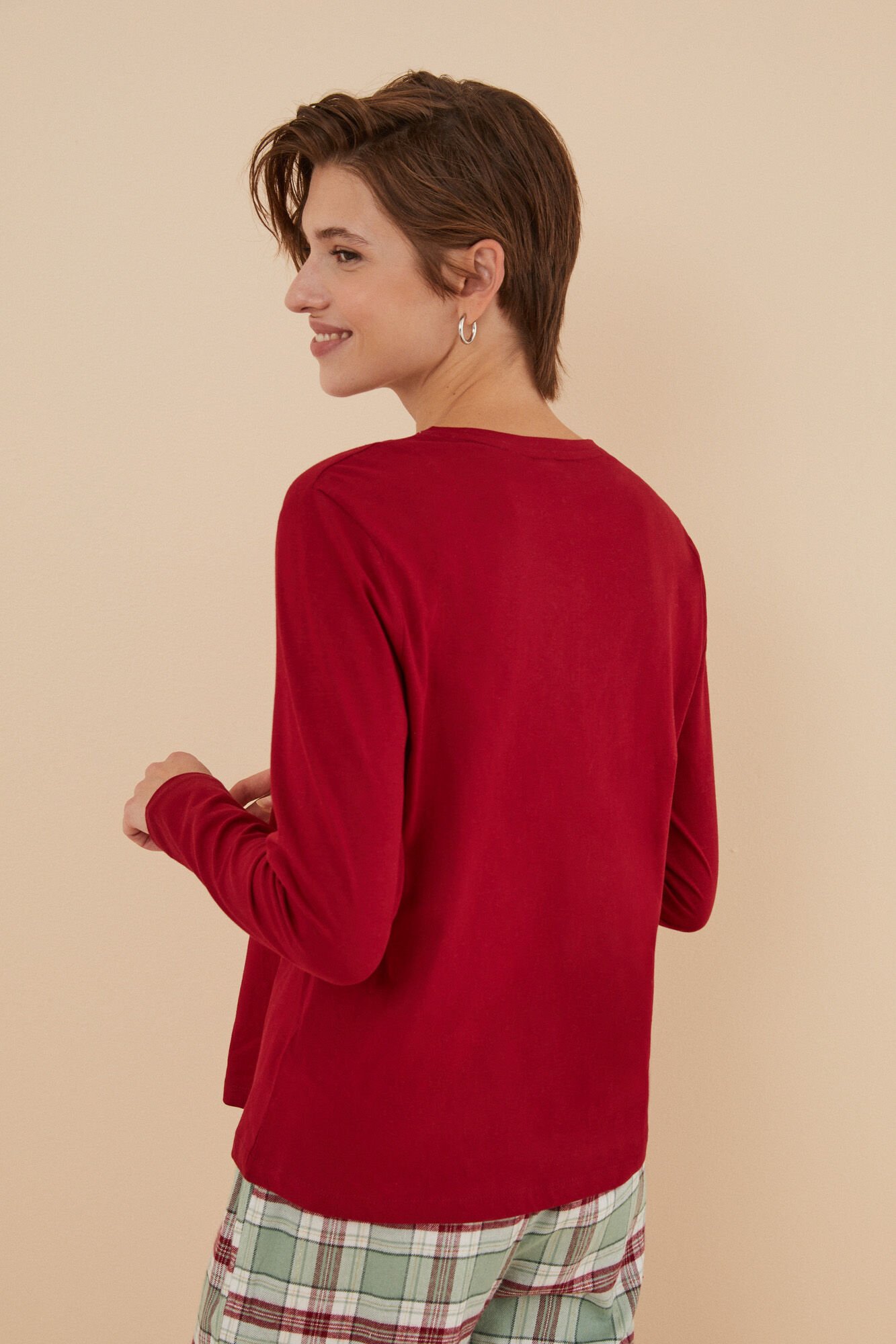 Camiseta manga larga 100 algodon roja Ropa de dormir y homewear de mujer WomenSecret MX