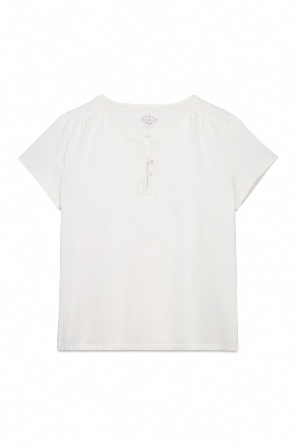 Womensecret Playera blanca de manga corta 100% algodón marfil