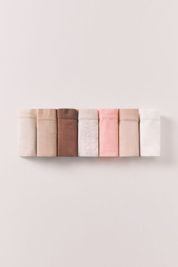 Women'secret Pack 7 panties cl&aacute;sicas de algod&oacute;n lisas neutras blanco