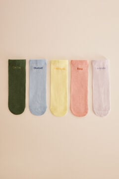 Womensecret Pack 5 calcetines cortos algodón multicolor estampado