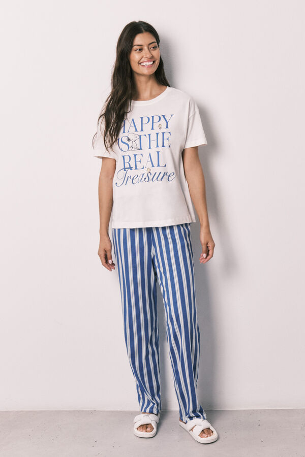 Women'secret Pijama corta manga corta de algod&oacute;n Snoopy Happy marfil