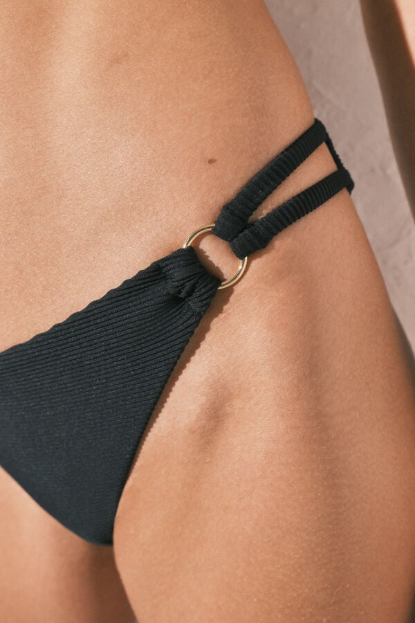 Women'secret Panty de bikini cl&aacute;sica de canal&eacute; lurex negro negro