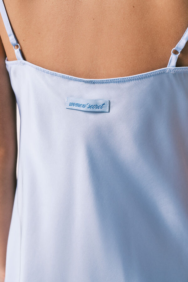 Women'secret Camis&oacute;n midi de tirantes de sat&eacute;n azul azul