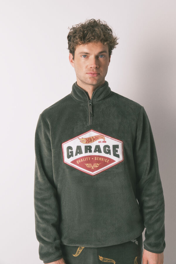 Women'secret Pijama larga de hombre de forro polar verde Forro polar de Hotwheels kaki