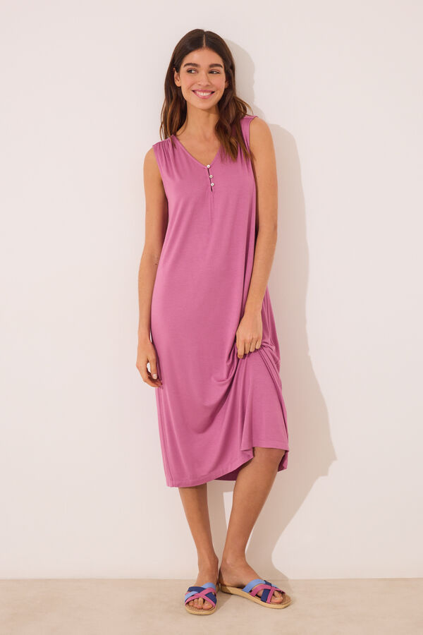 Womensecret Camisón con mangas de viscosa rosa rosa