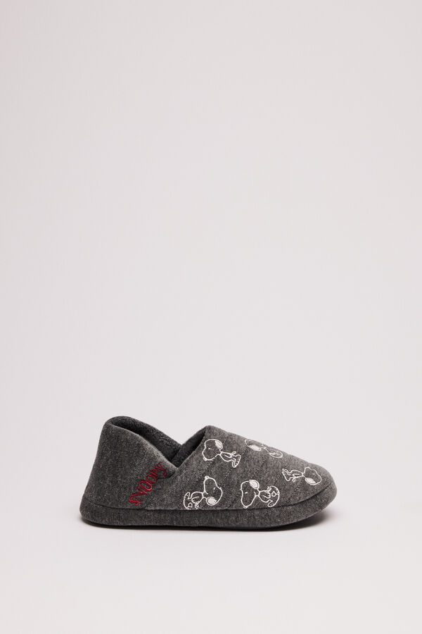 Womensecret Pantuflas bota acolchada Snoopy gris