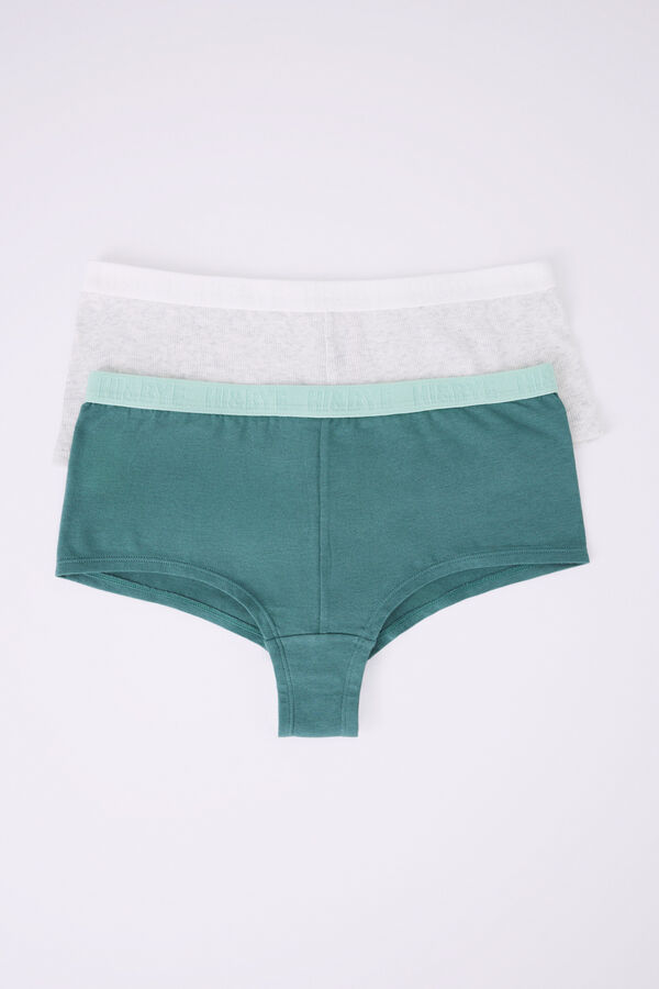 Womensecret Pack 2 panties boxer algodón gris y verde 