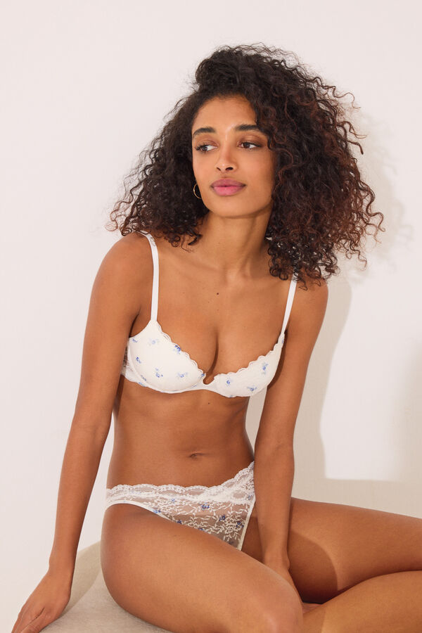 Womensecret BEAUTIFUL brasier clásica estampado de encaje blanco marfil
