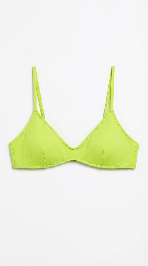 HI&BYE Top bikini escote en V liso amarillo estampado