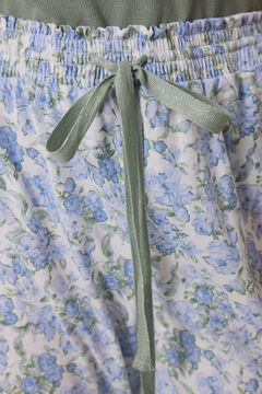 Womensecret Pijama 100% algodón canalé verde flores kaki