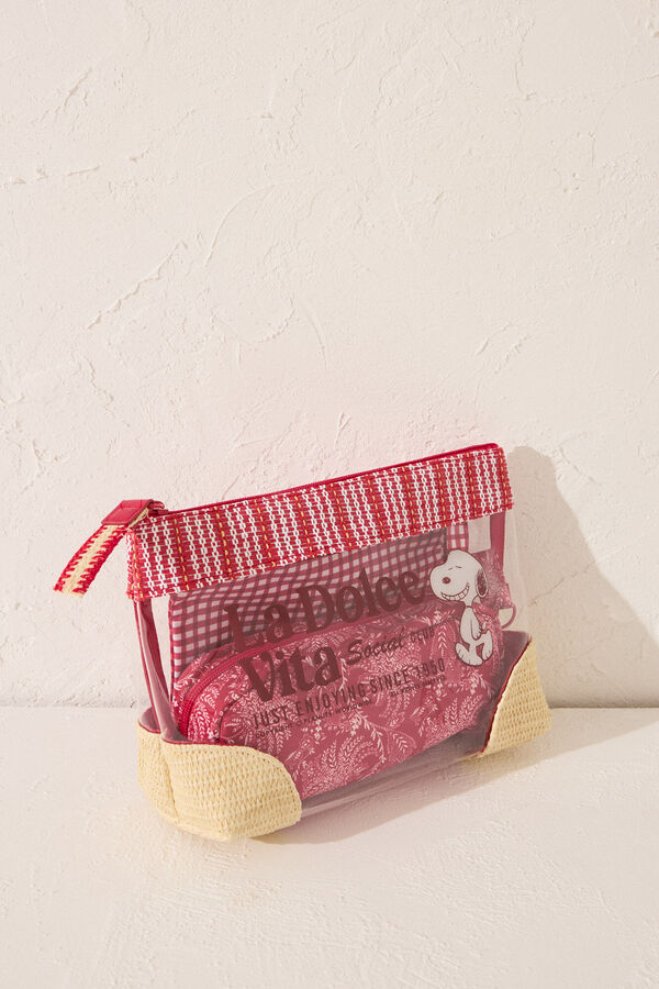 Womensecret Pack de 3 neceseres de rafia de Snoopy rojo