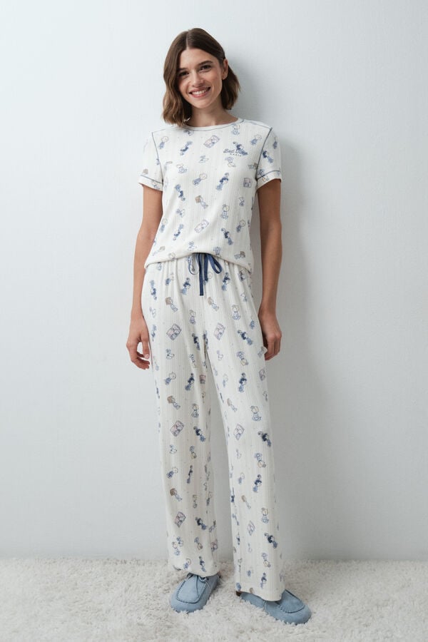 Women'secret Pijama estampada Peanuts manga corta marfil