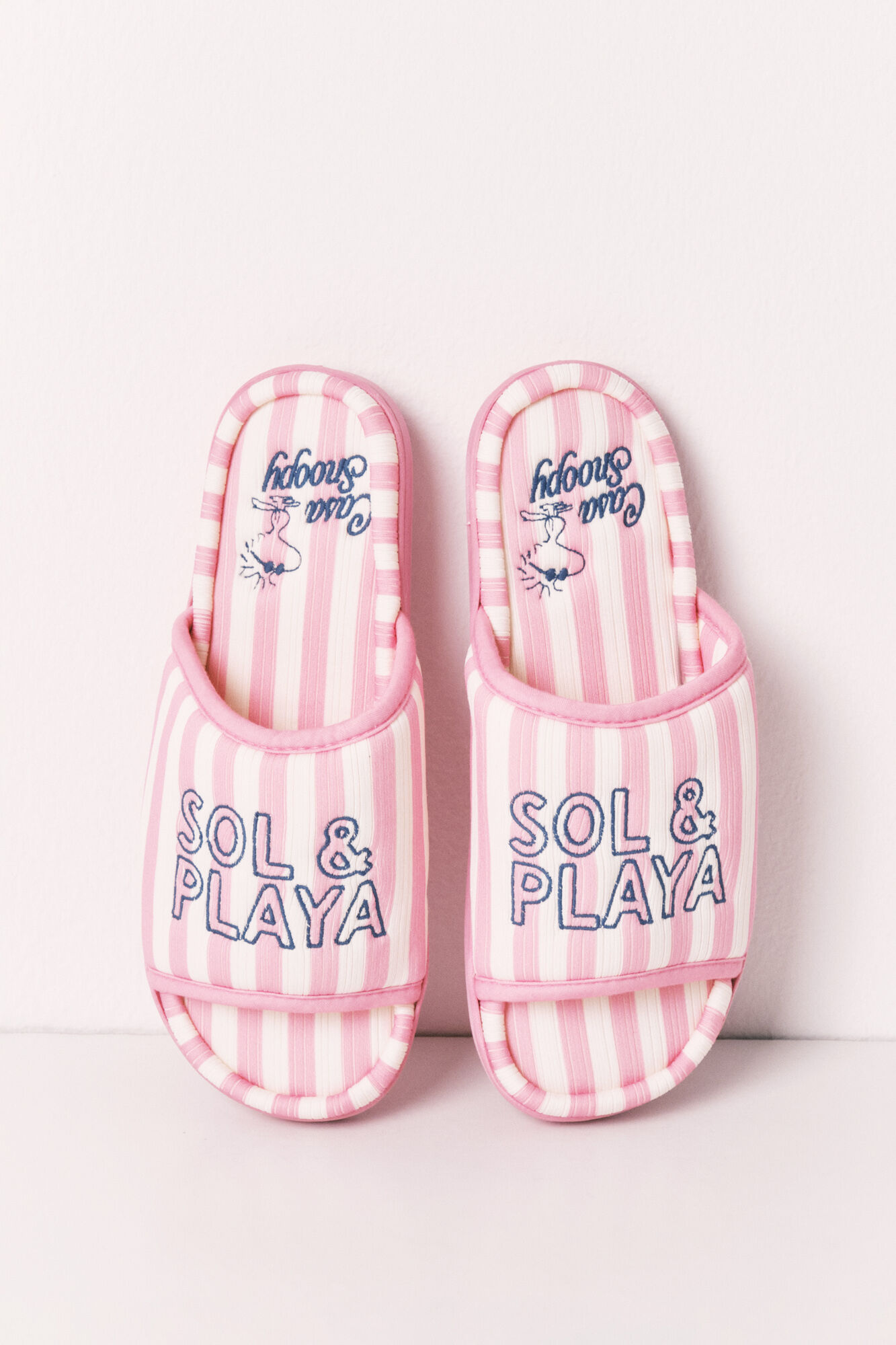 Women'secret Pantunflas de rayas rosas