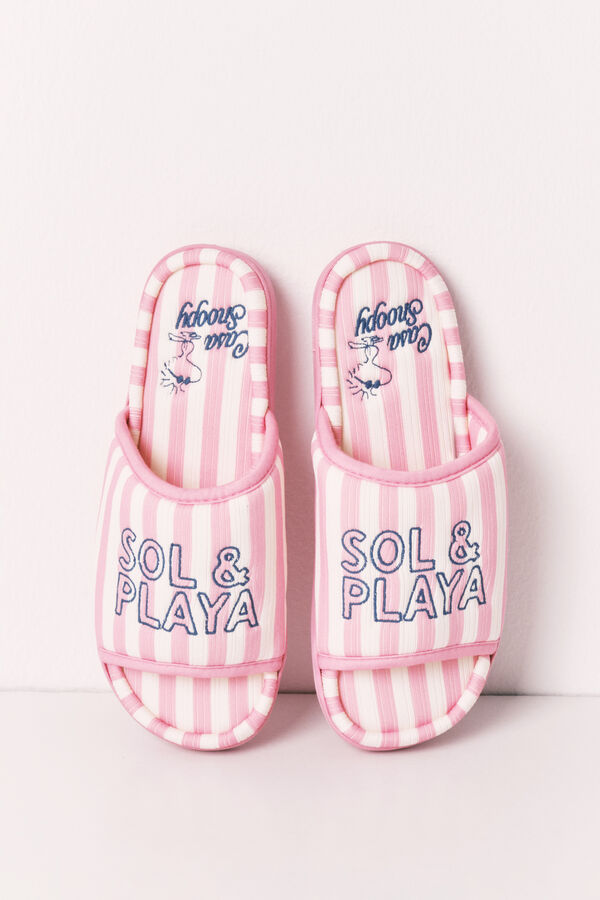 Women'secret Pantunflas de rayas rosas estampado