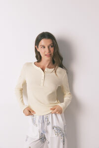 Women'secret Playera manga larga de algod&oacute;n amarilla