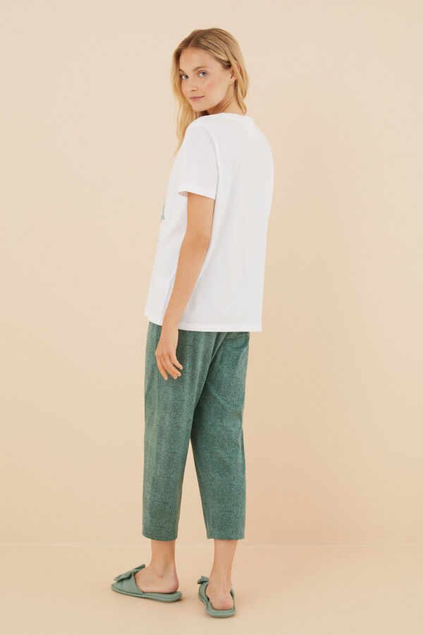 Women'secret Pijama larga Lilo & Stitch blanco marfil
