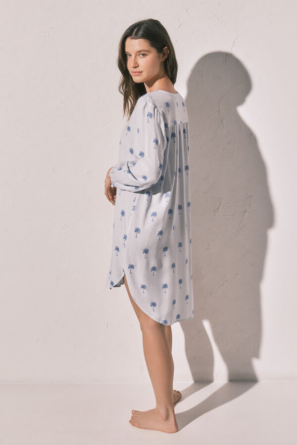 Women'secret Playera de dormir corta de rayas con palmeras estampado