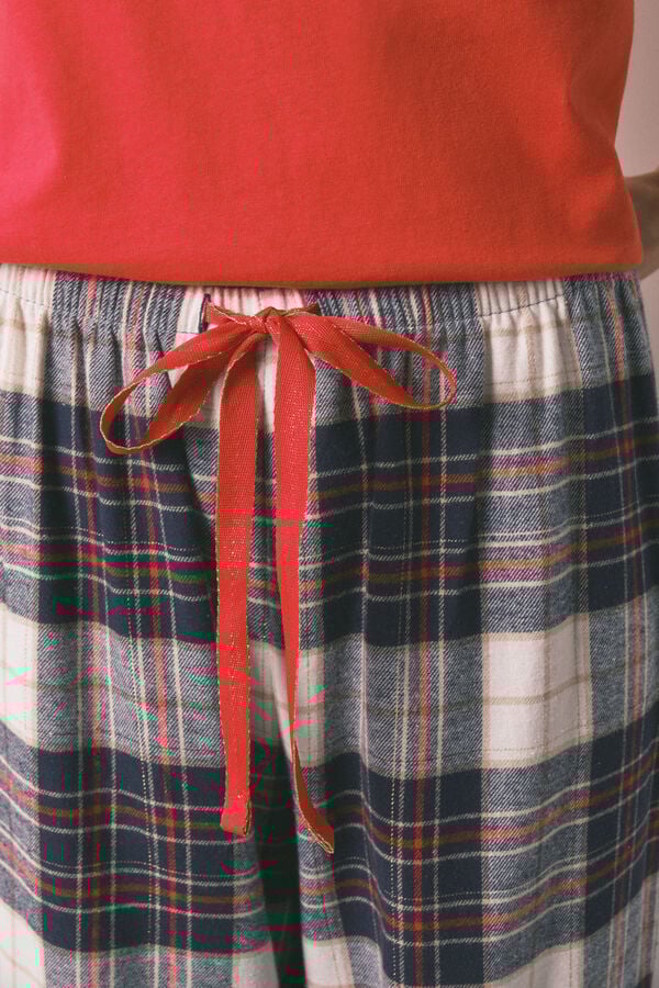 Women'secret Pijama larga 100% algodón estampado cuadros "Hogwarts" rojo