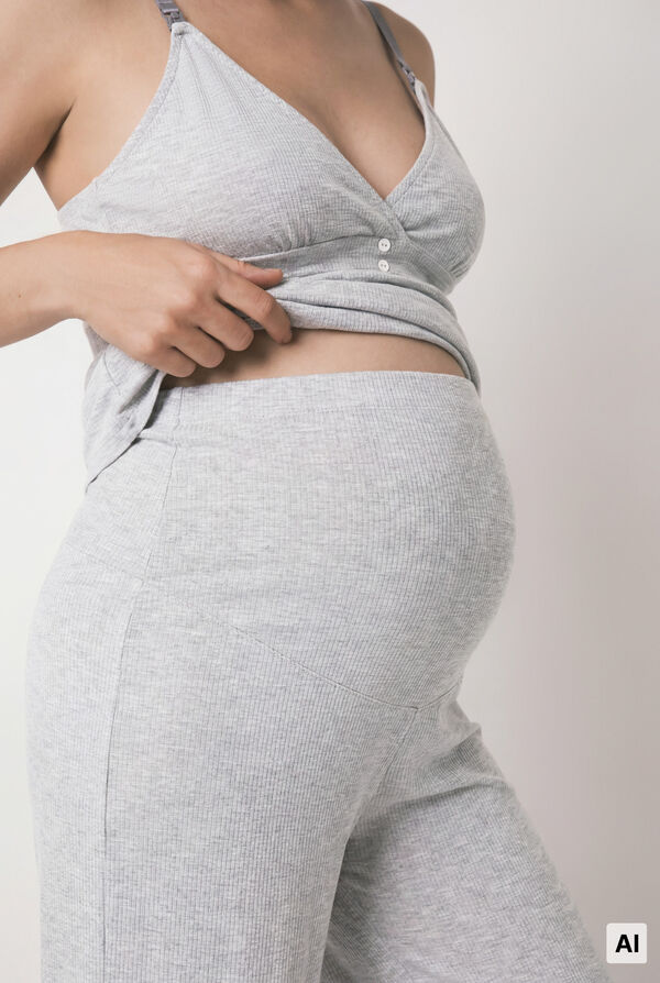 Women'secret Pijama larga maternity de tirantes gris gris