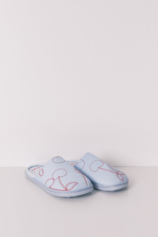 Women'secret Pantuflas de cerezas azules azul