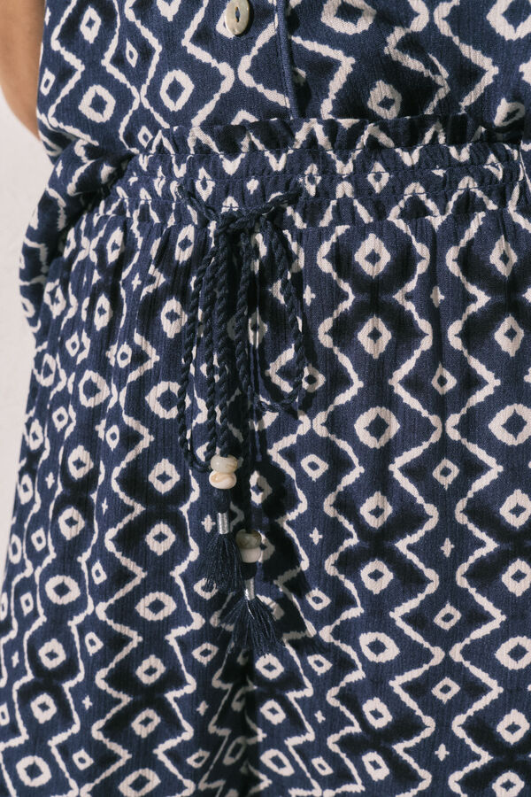 Women'secret Pijama larga camisera estampada azul estampado