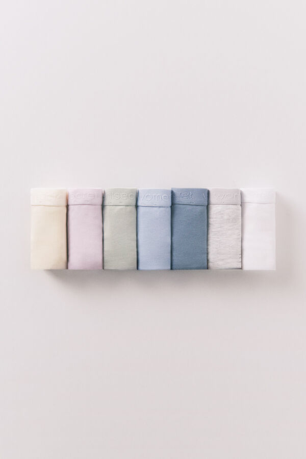 Women'secret Pack de 7 panties cl&aacute;sica de algod&oacute;n con logo blanco