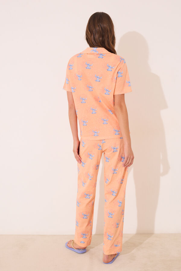 Womensecret Pijama camisera de algodón naranja de Lilo & Stitch naranja