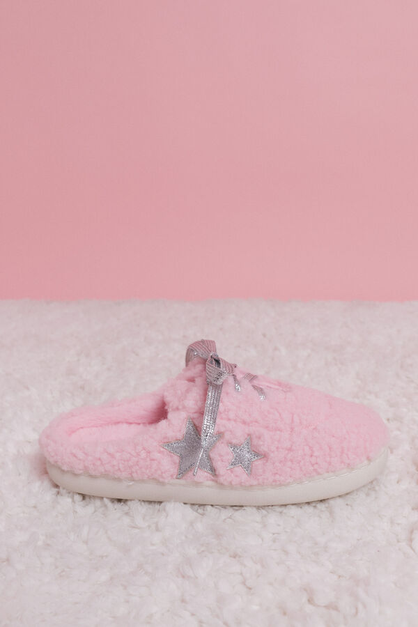 HI&BYE Pantuflas para casa de borrego de color rosa rosa