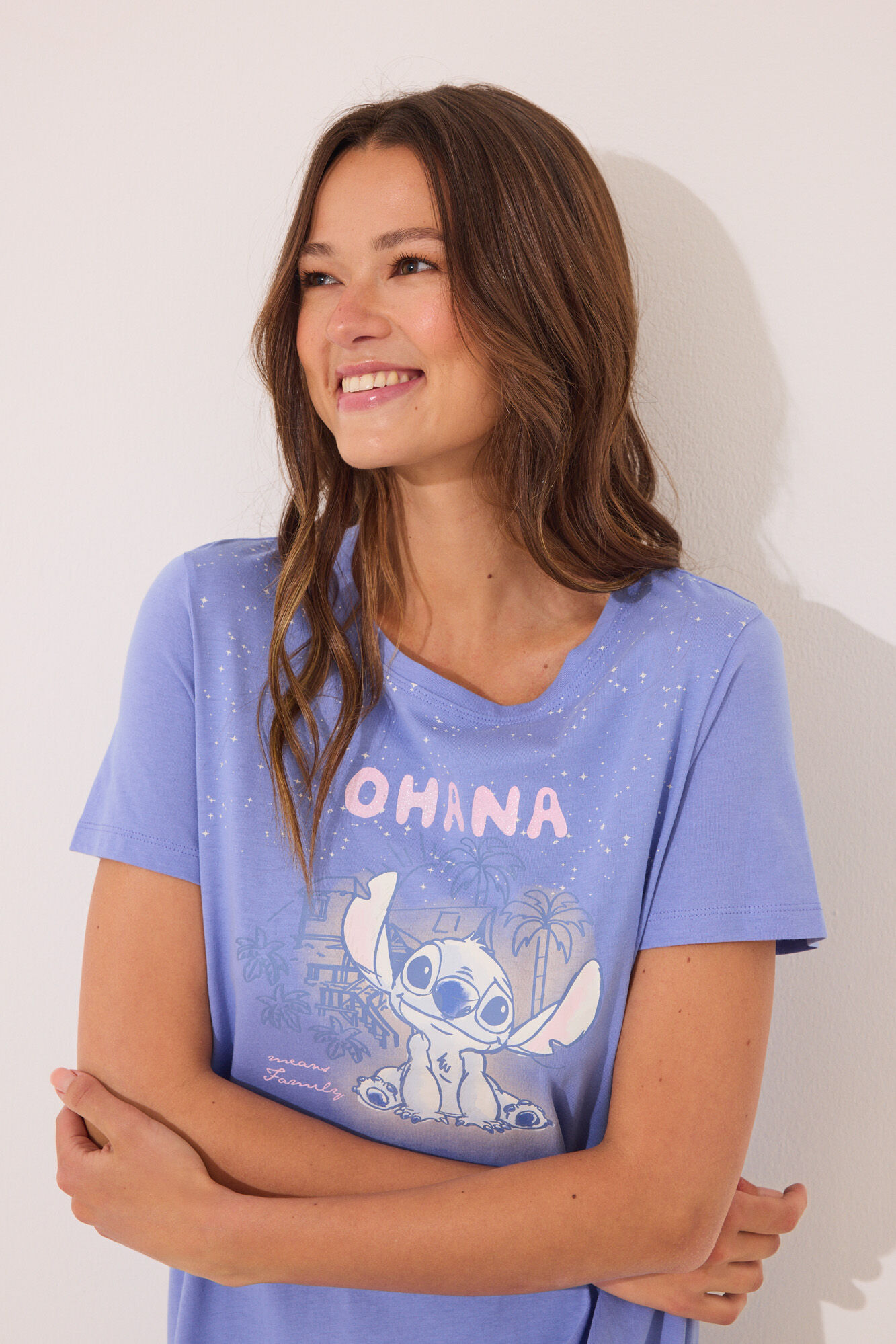 Women'secret Camis&oacute;n midi de algod&oacute;n de Lilo & Stitch
