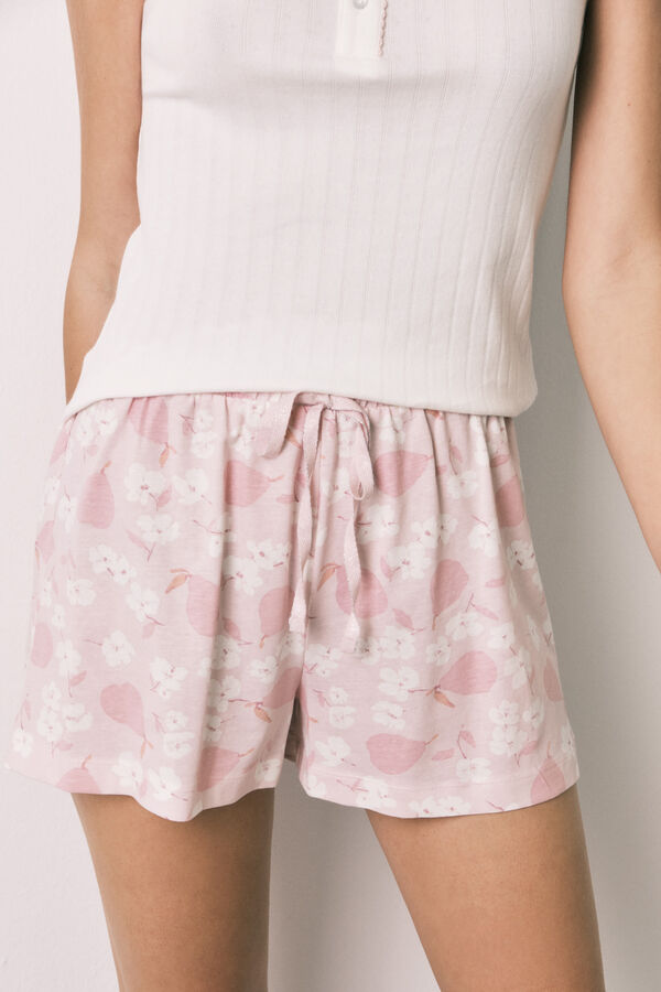Women'secret Pijama corta de tirantes de algod&oacute;n blanco estampado