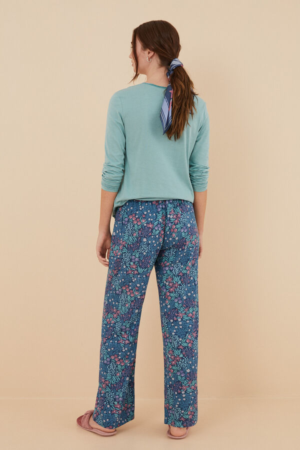 Womensecret Pantalón largo estampado flores Moniquilla verde estampado