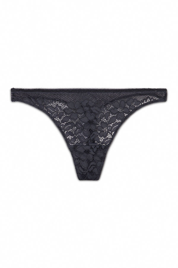 Women'secret Tanga encaje gris gris