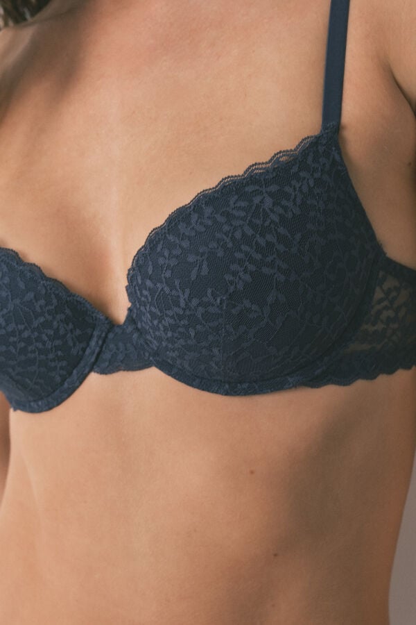 Women'secret BEAUTIFUL brasier relleno con encaje azul azul