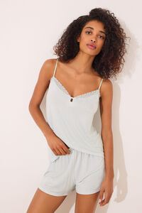 Womensecret Pijama corta de viscosa de rayas verdes verde