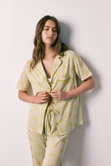 Women'secret Pijama camisera de algod&oacute;n soles verde estampado