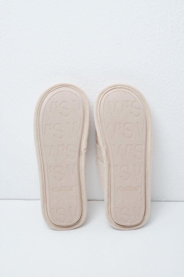 Women'secret Pantuflas mocas&iacute;n forradas beige marfil