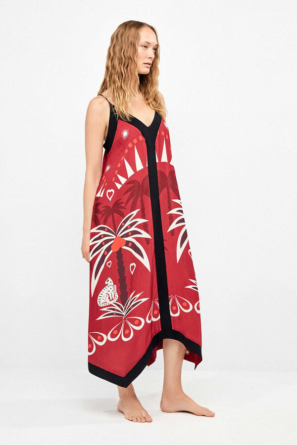 Gisela Vestido de tirantes finos con estampado &eacute;tnico in & out blanco