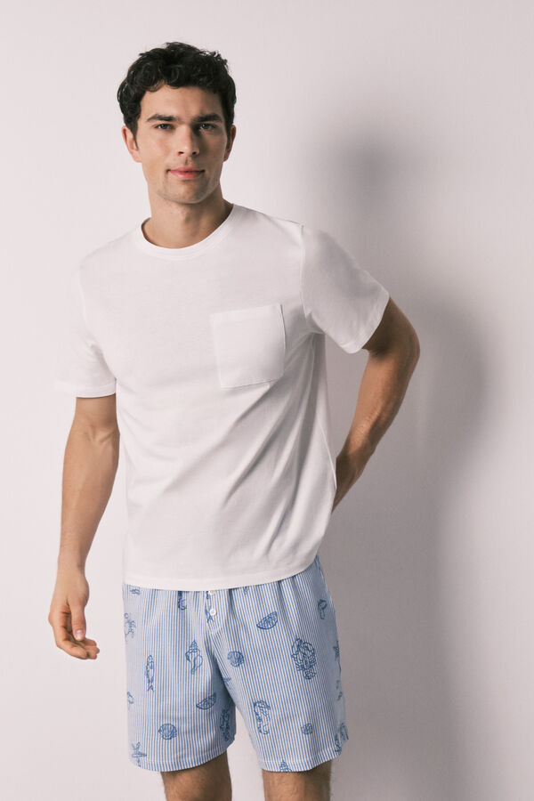 Women'secret Pijama corta de hombre de algod&oacute;n Family Collection marfil