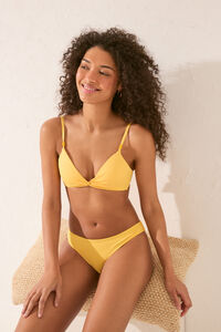 Womensecret Panty de bikini clásica amarilla fruncida amarillo