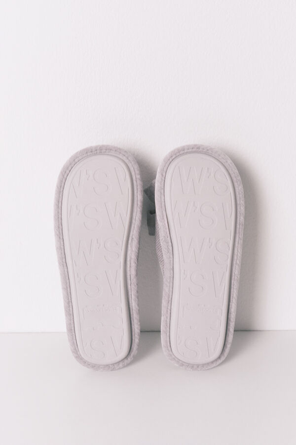 Women'secret Pantuflas para casa cerradas de chenilla gris gris