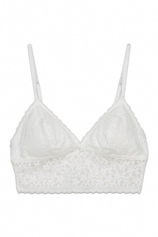 Women'secret Brasier bralette triangular de encaje blanco marfil