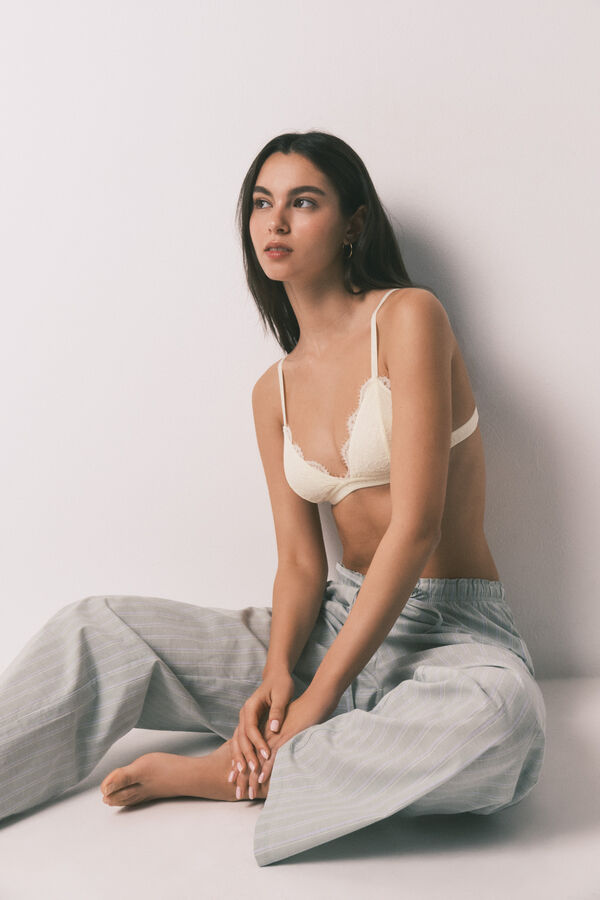 HI&BYE Brasier triangular de encaje amarillo amarillo