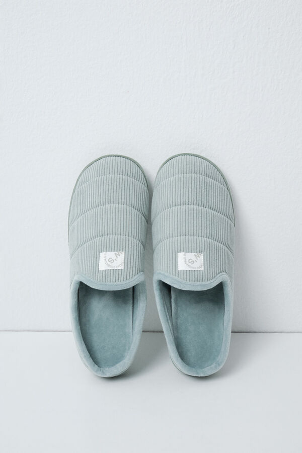 Women'secret Zapatillas de casa de suela acolchada verde verde