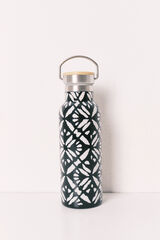 Women'secret Botella de acero inoxidable con estampado geom&eacute;trico gris