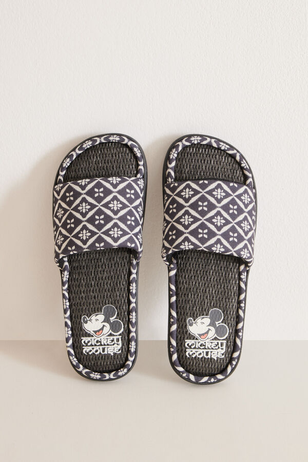 Womensecret Pantuflas casa estampado étnico Mickey negro